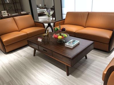 真皮黑胡桃原木沙发