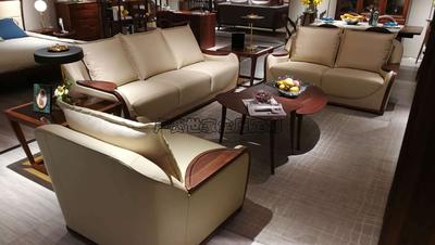 真皮黑胡桃木沙发